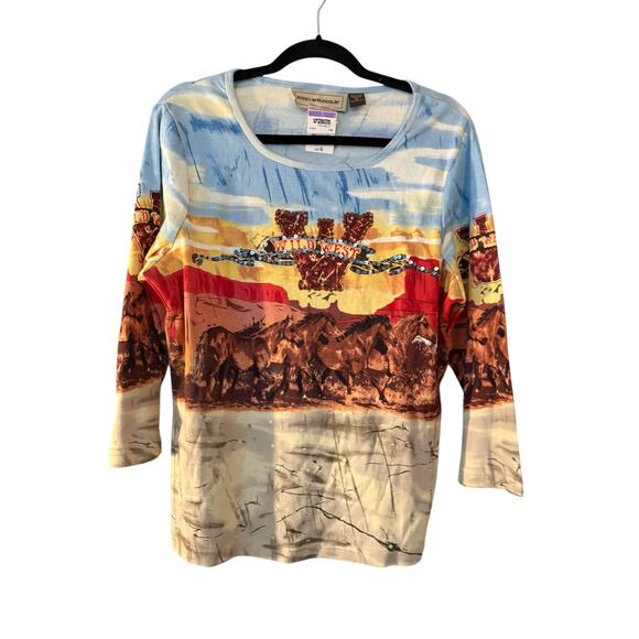 Bit & Bridle Top NEW Sequins Western Shirt Sparkly XL 100% Cotton Southwestern - Picture 9 of 10